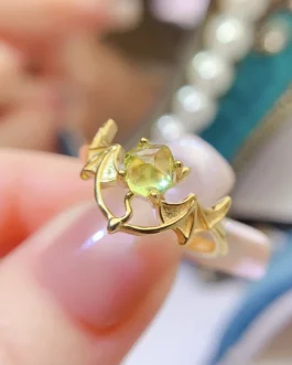 Natural Peridot Winged Stack Ring