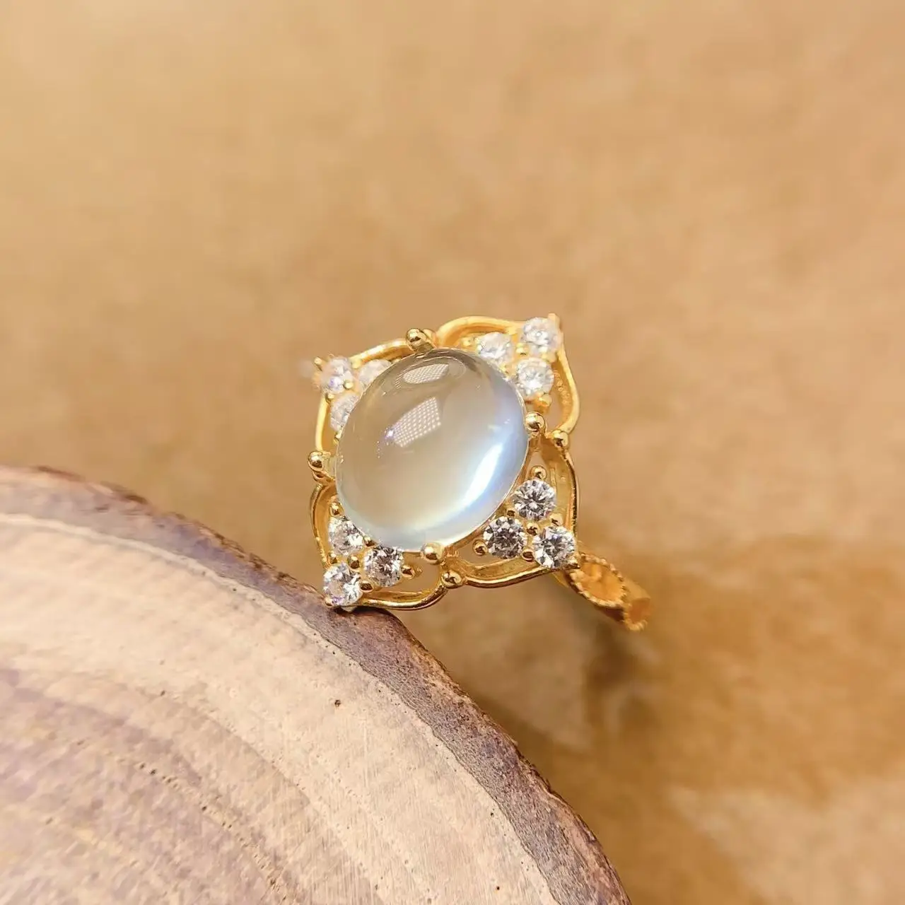 Natural Prehnite Luxury Band Ring - view 1