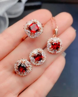 Natural Garnet Elegant Jewelry Set