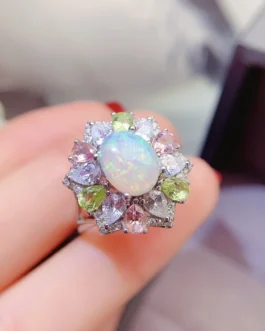 Natural Opal Double Stone Ring