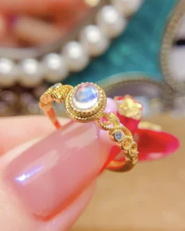 Natural Moonstone Luxury Gold Ring