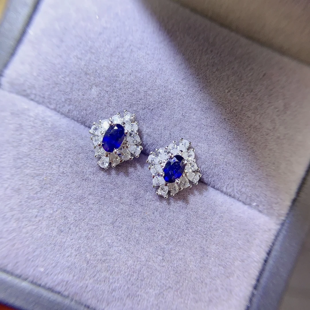 Natural Sapphire Bloom Stud Earrings - view 3