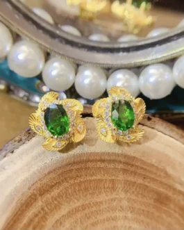 Natural Diopside Aura Earrings