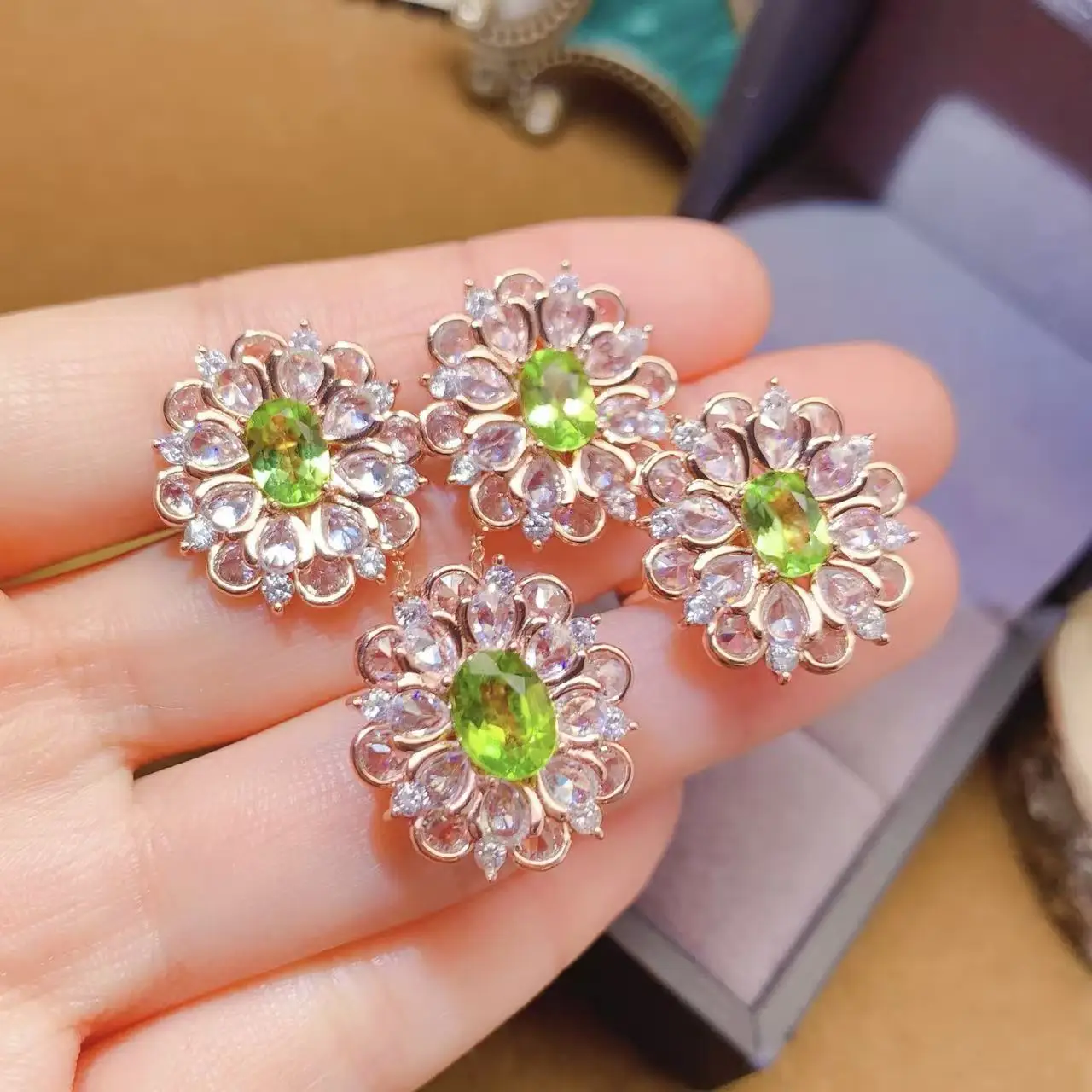 Natural Peridot Sophisticated Jewelry Set - view 1