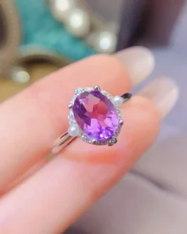 Natural Amethyst Designer Oval Ring