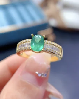 Natural Emerald Baguette Band Ring