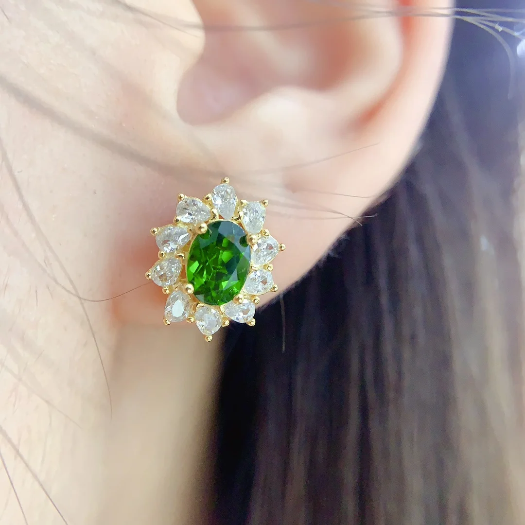 Natural Diopside Classic Earrings - view 3