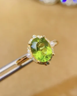 Natural Peridot Silver Statement Ring