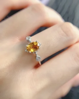 Natural Citrine Rose Quartz Ring