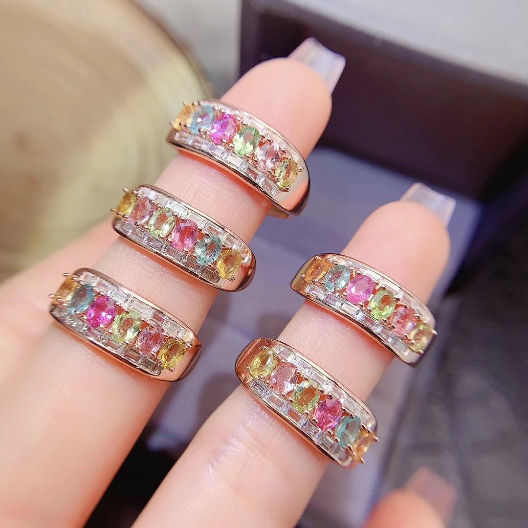 Natural Tourmaline Slim Oval Ring - view 1