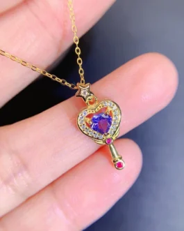 Natural Tanzanite Heart Key Pendant
