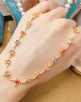 Natural Sapphire Station Pendant Necklace