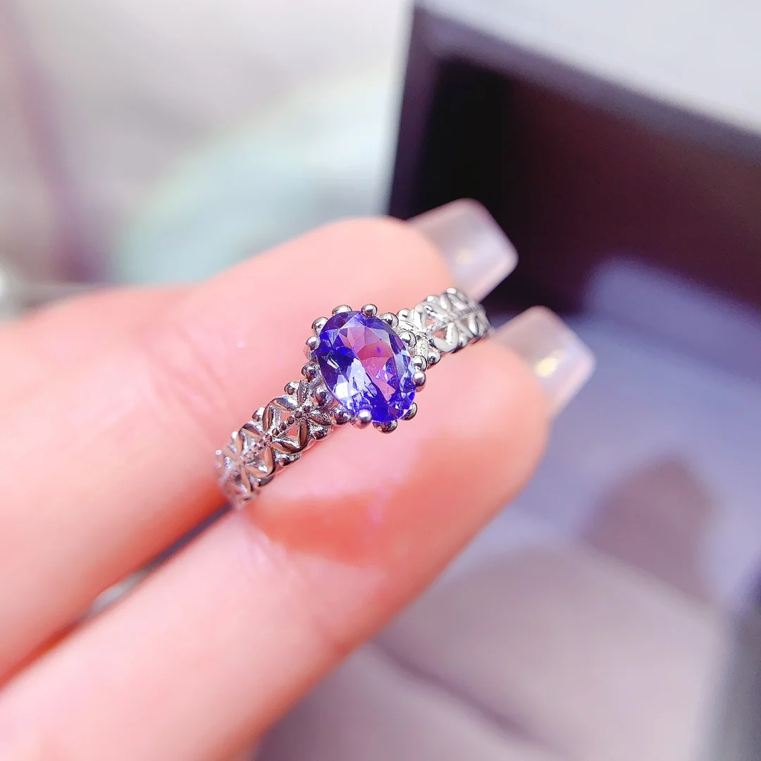 Natural Tanzanite Party Halo Ring - view 2
