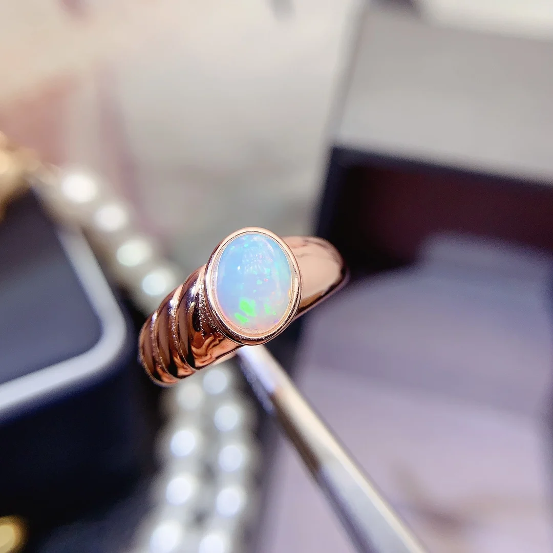 Natural Opal Classic Halo Ring - view 4