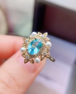 Natural Apatite Statement Band Ring