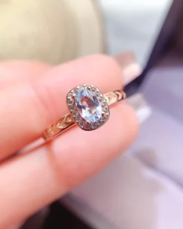 Natural Aquamarine Vintage Halo Ring