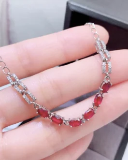 Natural Ruby Oval Tennis Bracelet