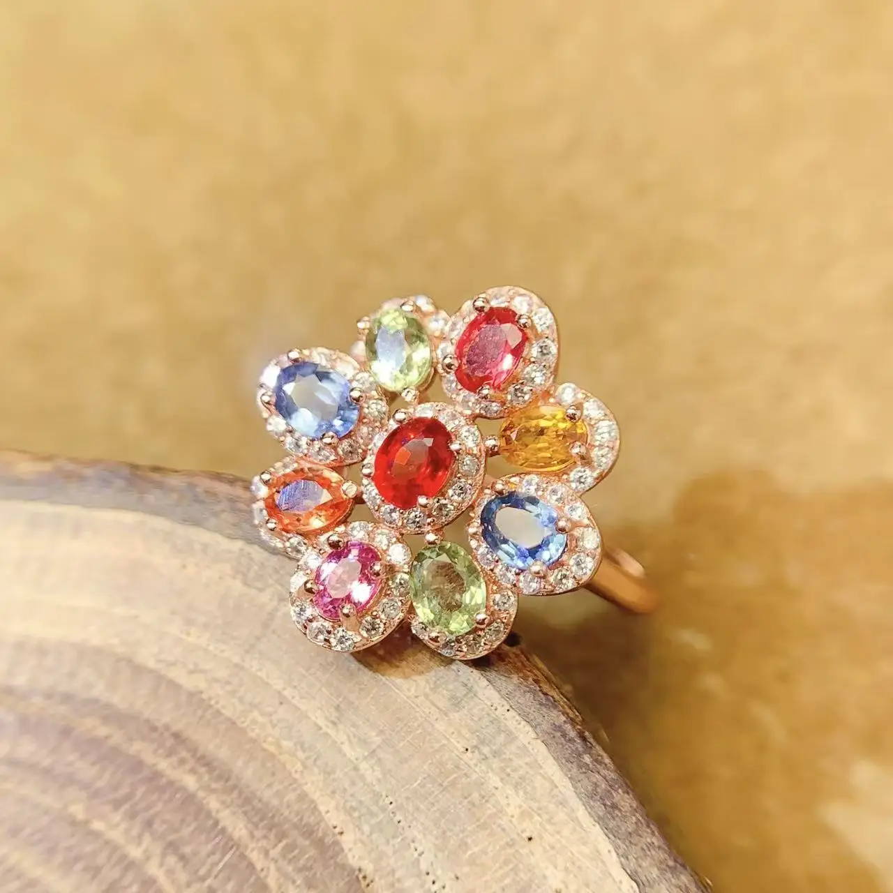 Natural Fancy Oval Rhodium Ring - view 3