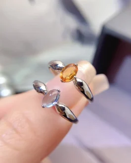 Natural Citrine Topaz Accent Ring