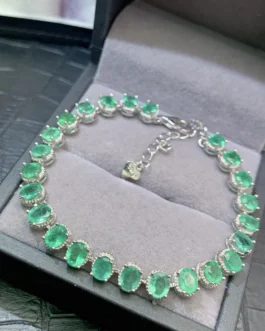 Natural Emerald Oval Tennis Bracelet
