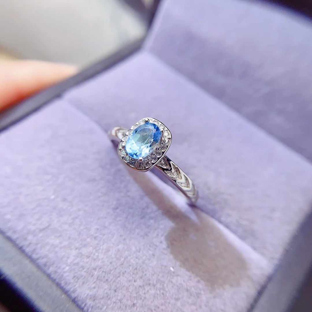 Natural Topaz Classic Halo Ring - view 6