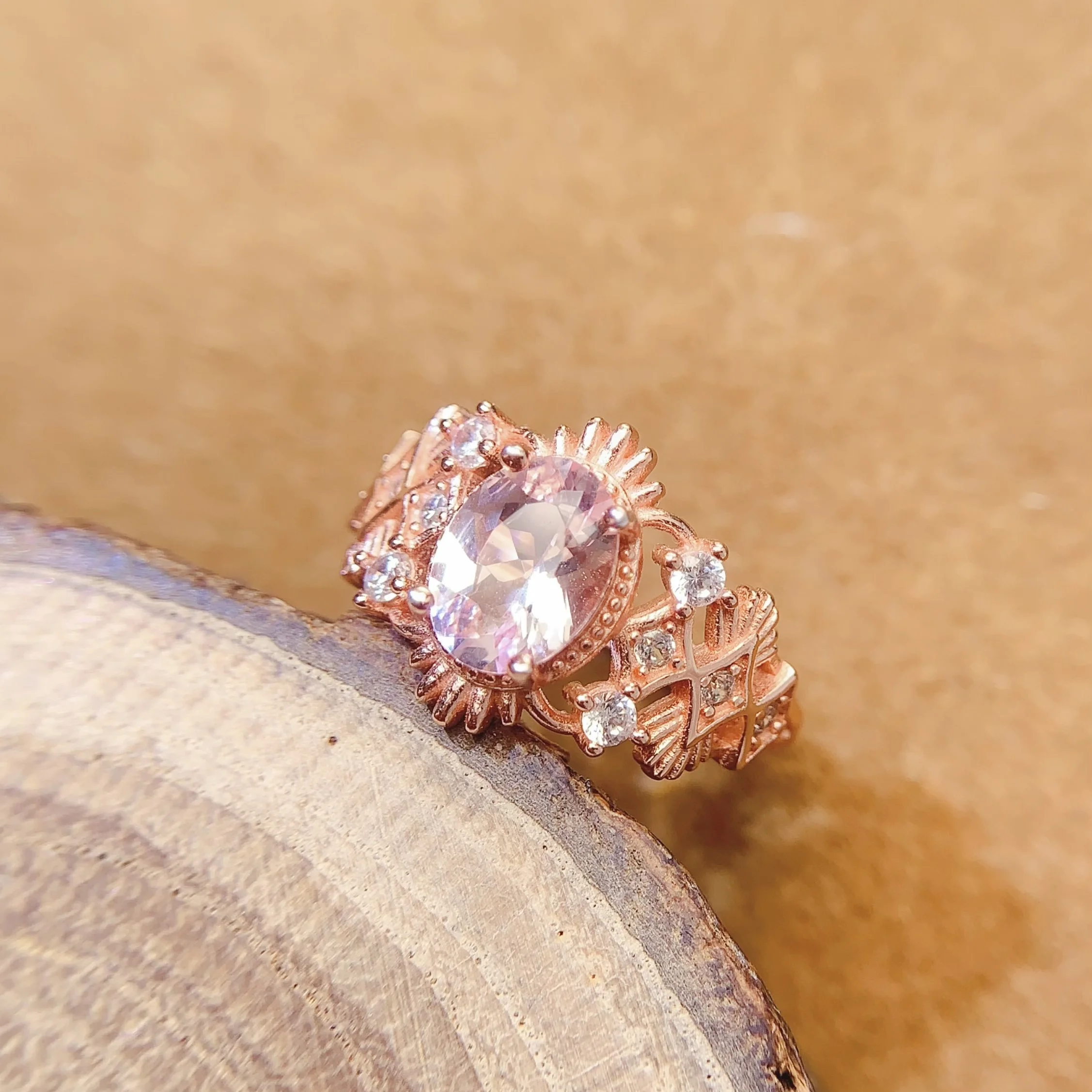 Natural Morganite Rose Gold Ring - view 4