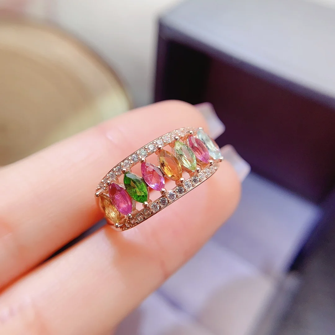Natural Tourmaline Marquise Ring - view 2
