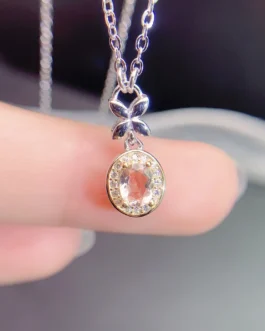 Natural Morganite Oval Pendant