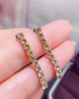Natural Citrine Bar Stud Earrings