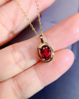 Natural Garnet Solitaire Pendant