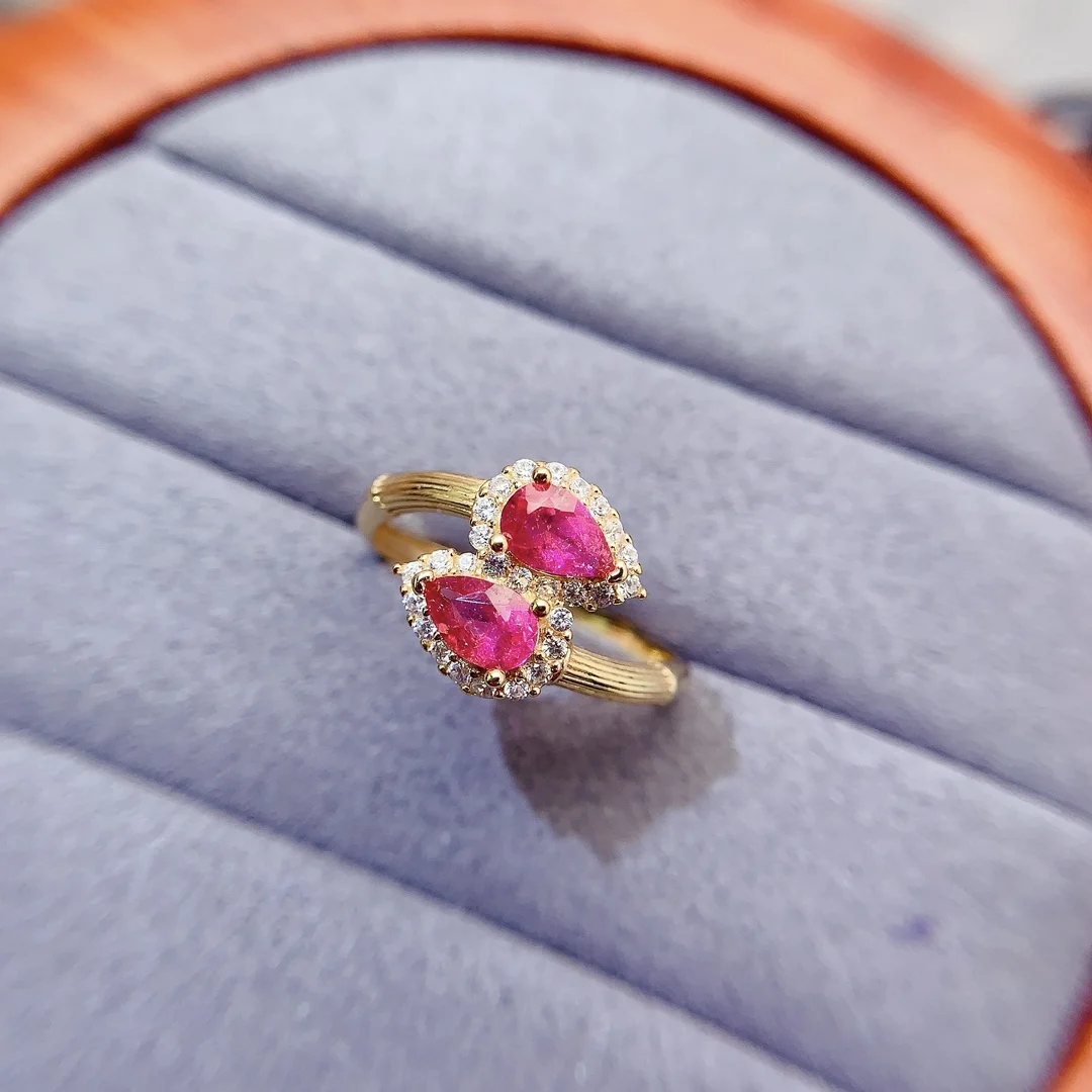 Natural Tourmaline Pear Vintage Ring - view 4