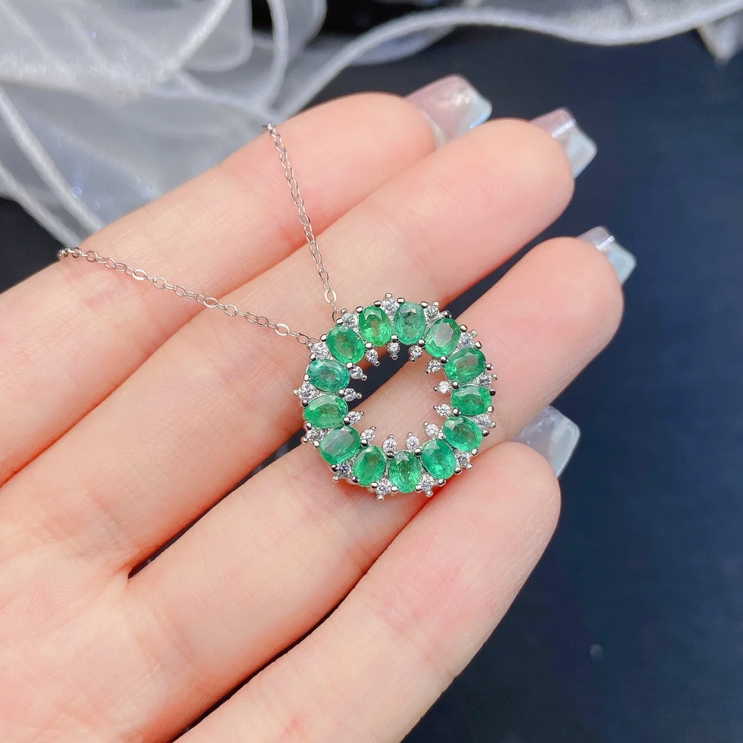 Natural Emerald Wreath Pendant - view 1