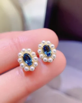 Natural Topaz Aura Stud Earrings