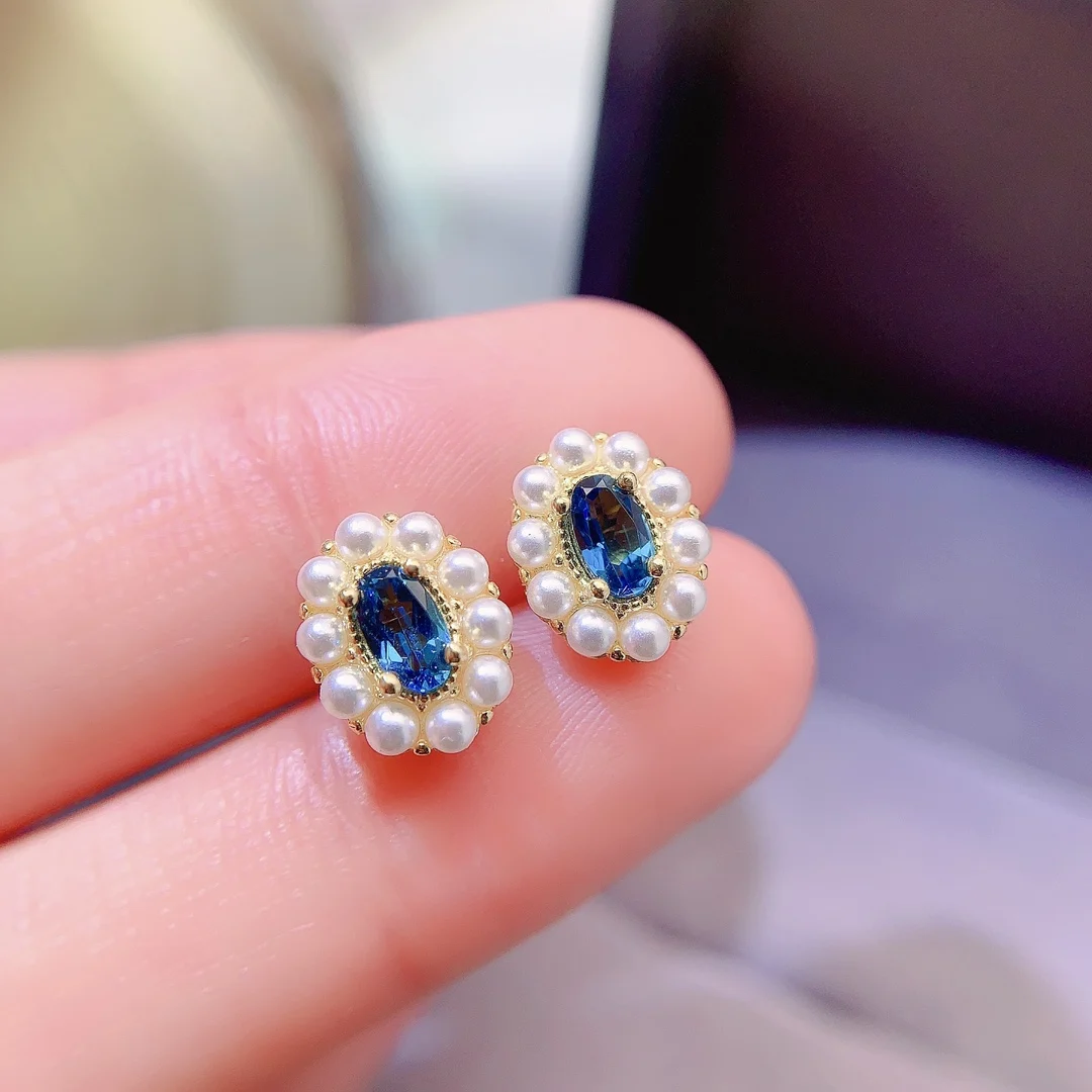 Natural Topaz Aura Stud Earrings - view 1