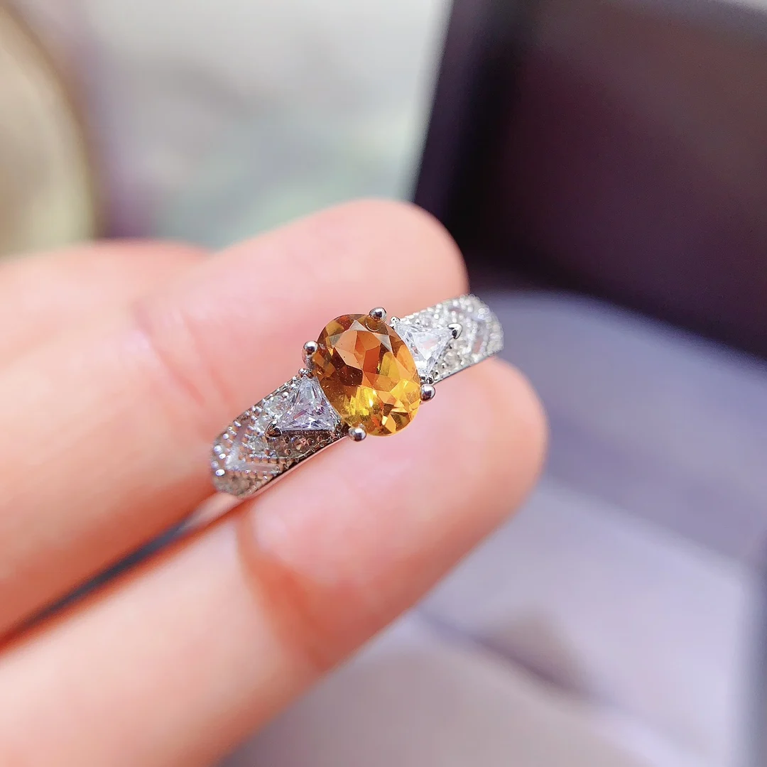 Natural Citrine Engagement Oval Ring - view 5