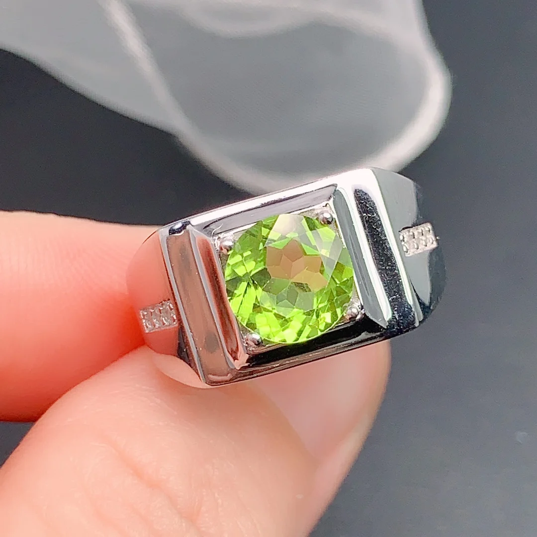 Natural Peridot Men's Engagement Ring - view 7