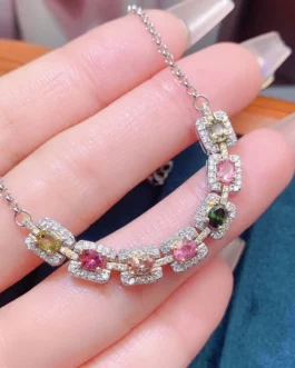 Natural Tourmaline Rectangle Line Bracelet