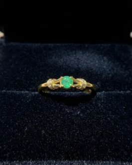 Natural Emerald Dainty Round Ring