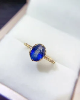 Natural Sapphire Gold Halo Ring
