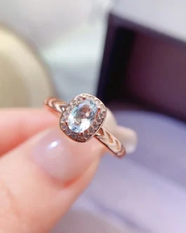 Natural Aquamarine Vintage Halo Ring