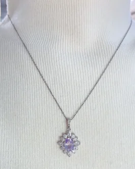 Natural Lavender Flower Halo Pendant