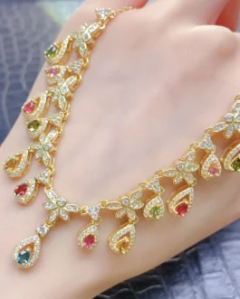 Natural Tourmaline Bib Pendant Necklace