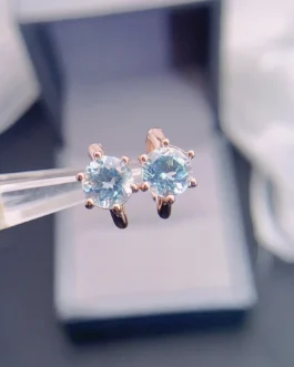 Natural Topaz Round Stud Earrings
