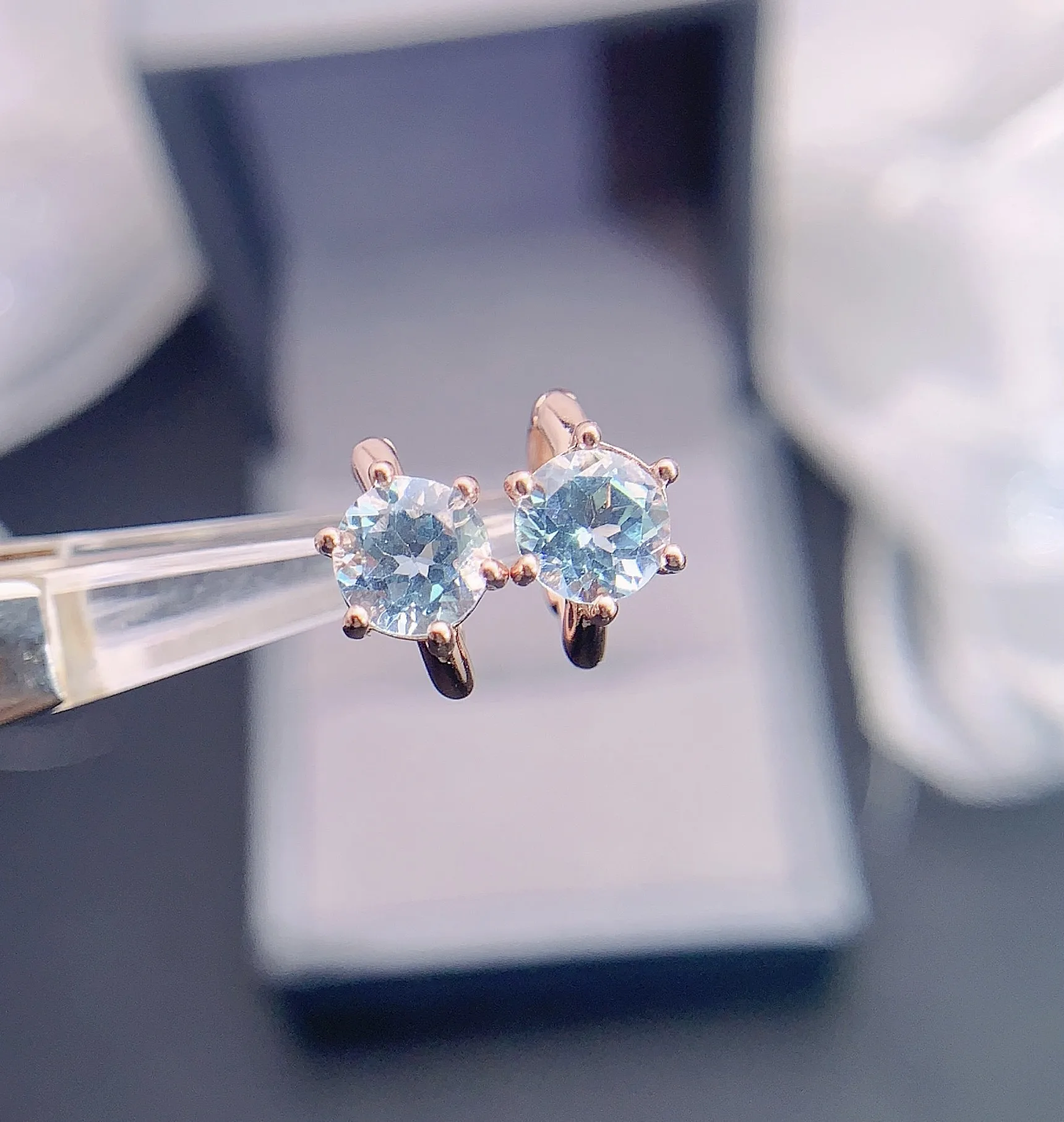 Natural Topaz Round Stud Earrings - view 2