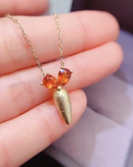 Natural Garnet Carrot Pendant