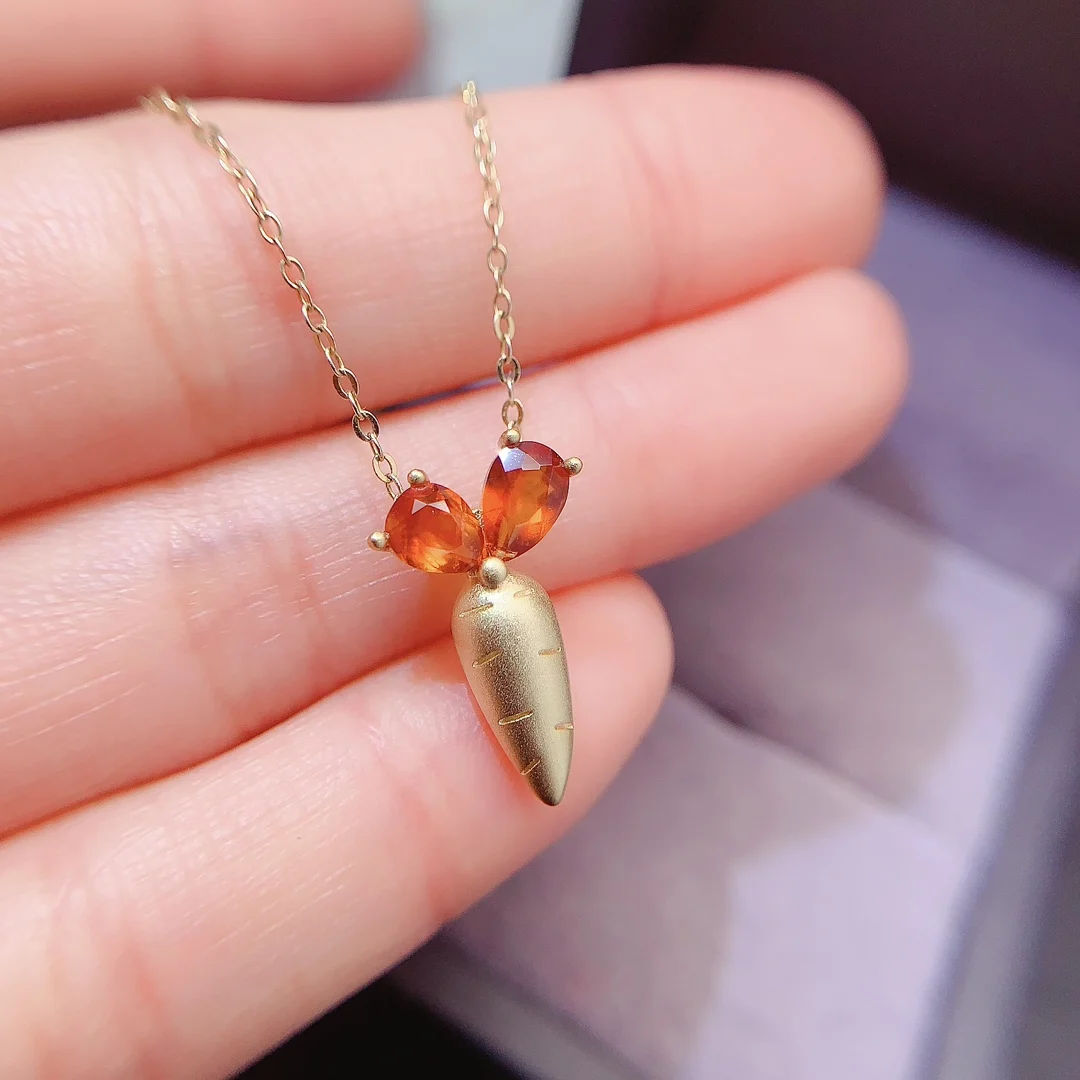 Natural Garnet Carrot Pendant - view 1
