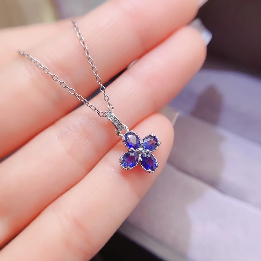 Natural Sapphire Petal Pendant - view 1