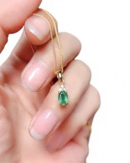 Natural Emerald Drop Pendant Necklace