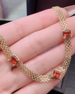 Natural Garnet Link Bracelet