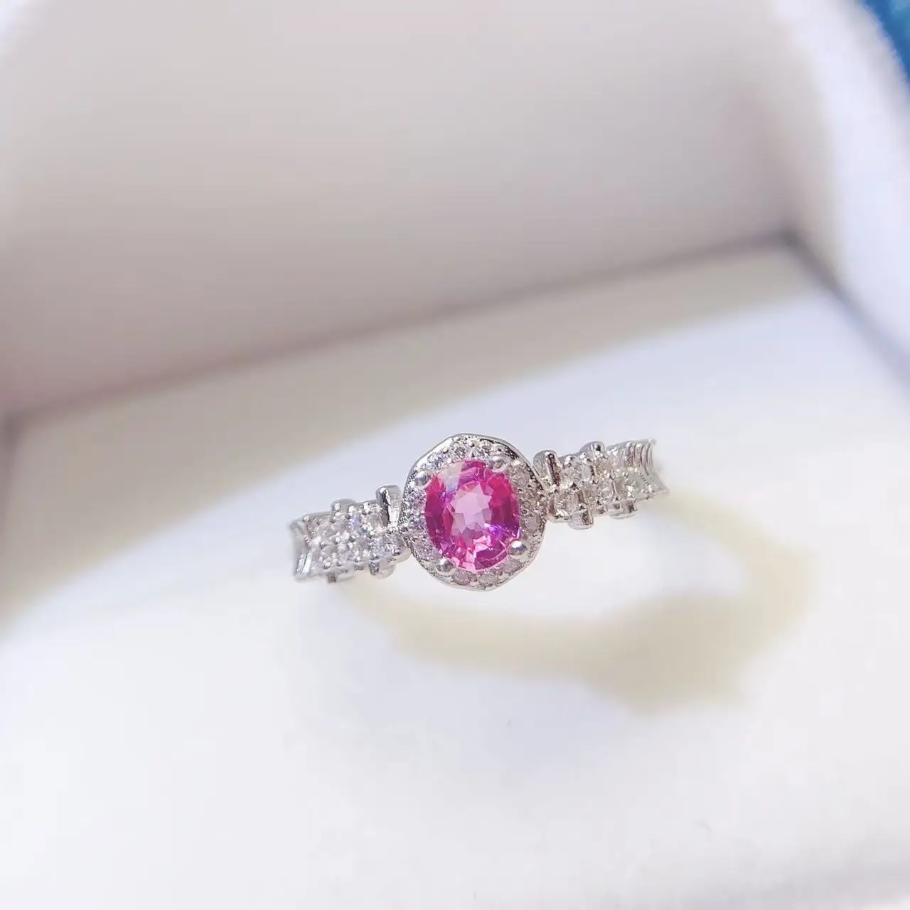 Natural Pink Sapphire Oval Ring - view 1